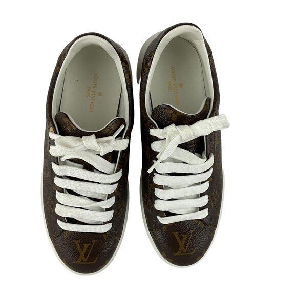 Louis Vuitton Women's Time Out Brown LV Monogram Sneakers Sz 38 Pre-Owned - Picture 2 of 10